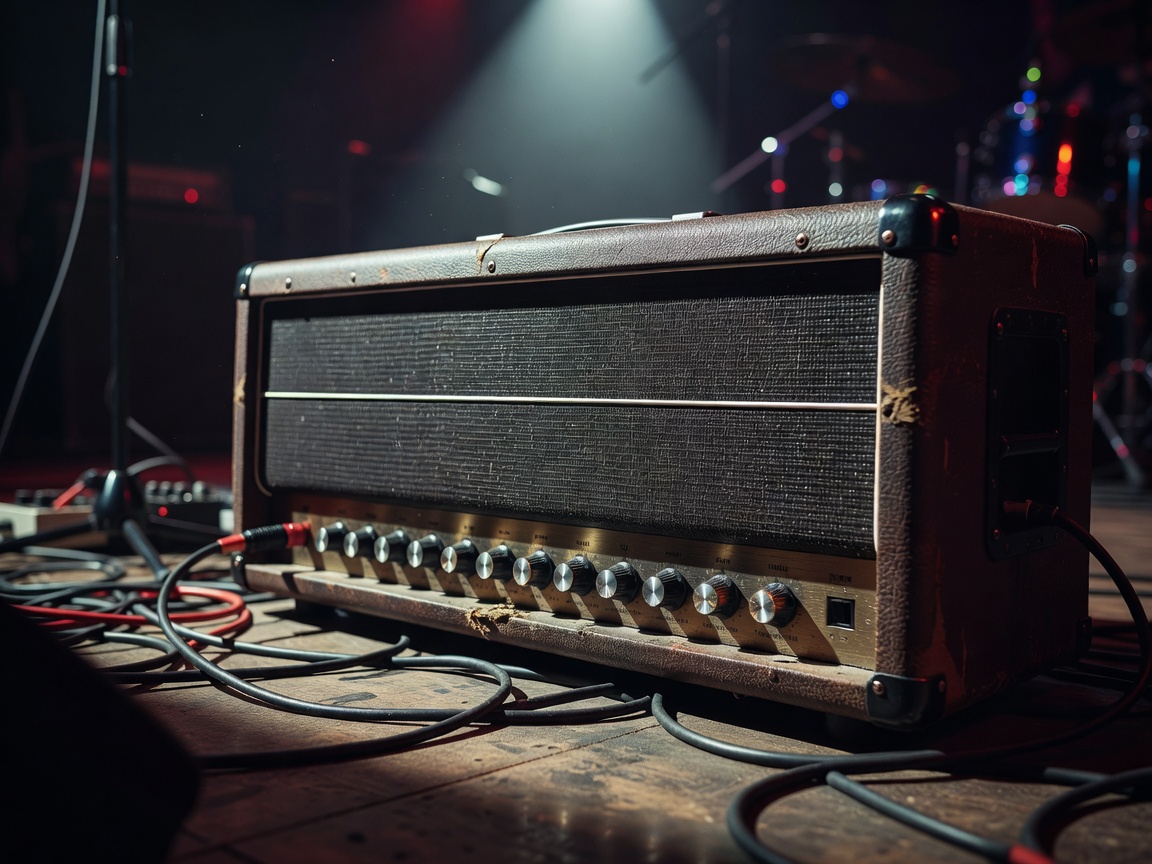Close up of a guitar amplifier representing hard rock music