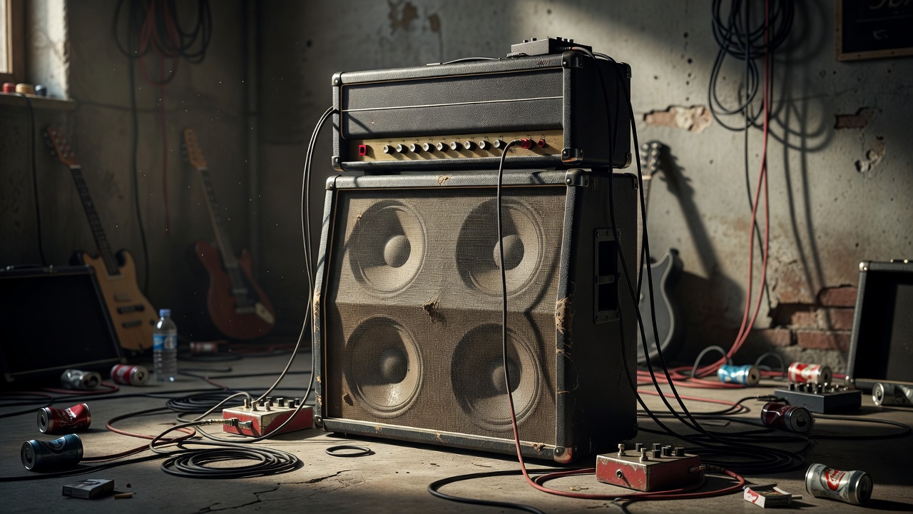 Rock music guitar amplifier aesthetic