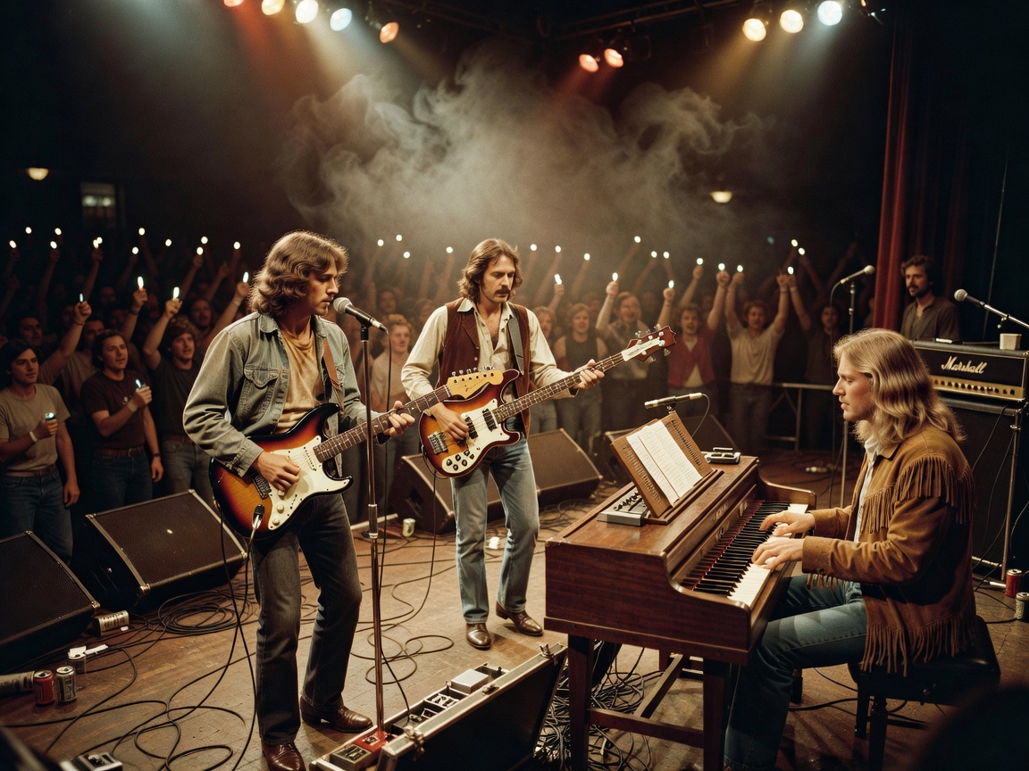 Vintage concert vibe representing classic soft rock bands