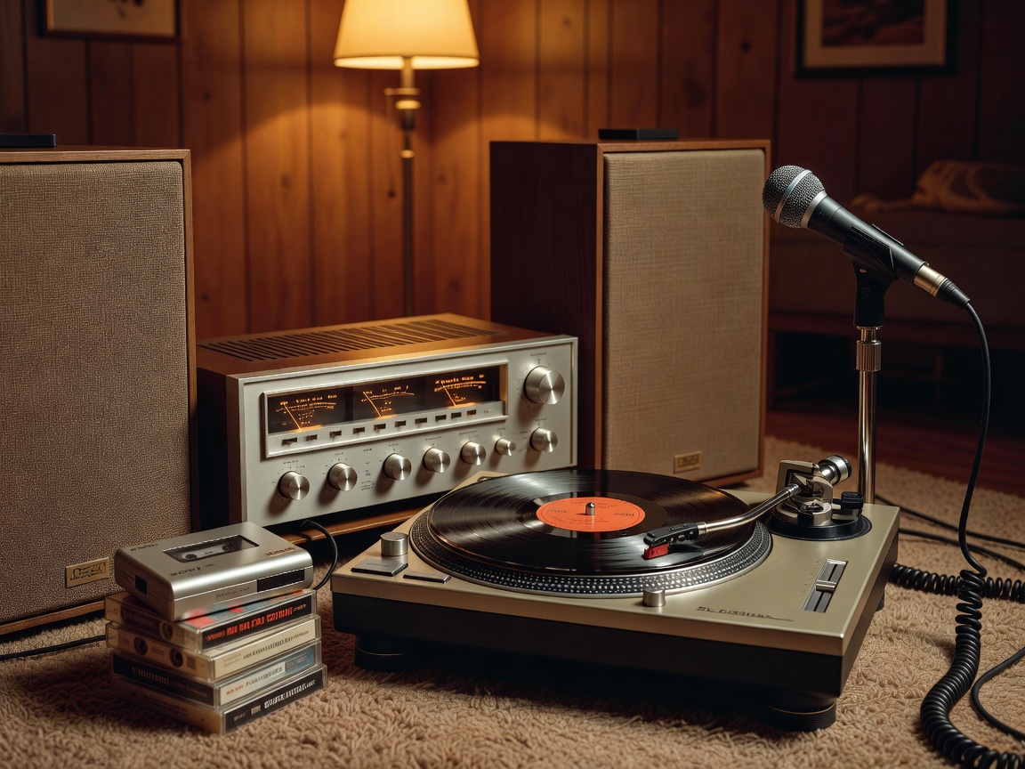 Vintage retro aesthetic music setup representing pop music